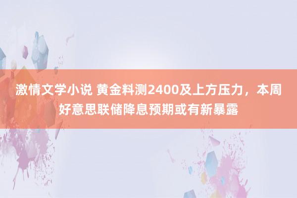 激情文学小说 黄金料测2400及上方压力，本周好意思联储降息预期或有新暴露