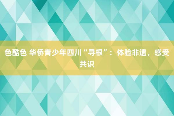 色酷色 华侨青少年四川“寻根”：体验非遗，感受共识