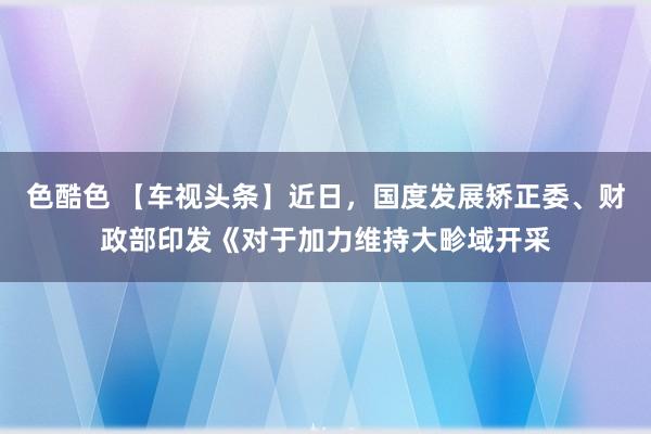 色酷色 【车视头条】近日，国度发展矫正委、财政部印发《对于加力维持大畛域开采