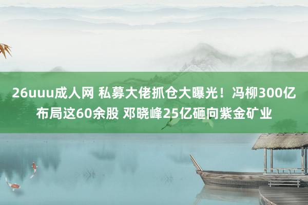 26uuu成人网 私募大佬抓仓大曝光！冯柳300亿布局这60余股 邓晓峰25亿砸向紫金矿业