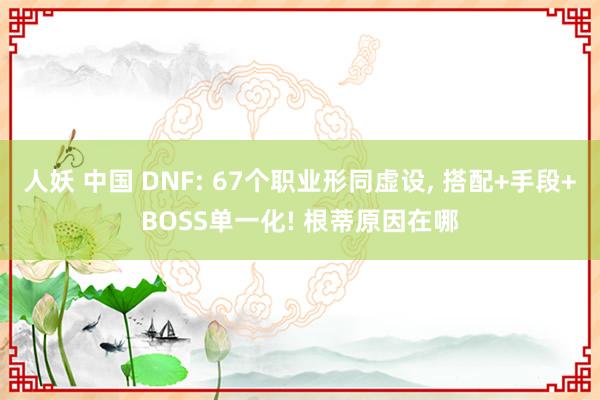 人妖 中国 DNF: 67个职业形同虚设， 搭配+手段+BOSS单一化! 根蒂原因在哪