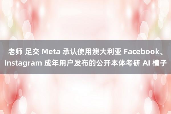 老师 足交 Meta 承认使用澳大利亚 Facebook、Instagram 成年用户发布的公开本体考研 AI 模子